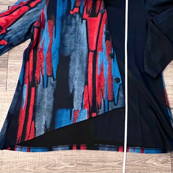 NWT Radzoli Multicolor Asymmetrical Hem Cowel Neck Lightweight Knit Tunic XL - Picture 10 of 16